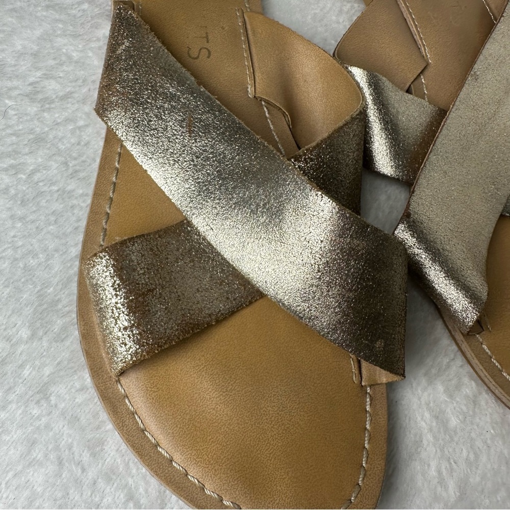 Coconuts by Matisse Pebble Metallic Sandals Leather Flats Sandals - Picture 10 of 15